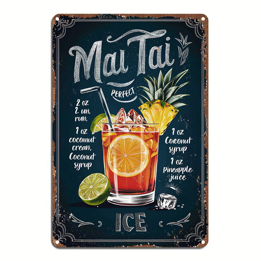 Home Bar Lounge - 1pc Vintage Mai Tai Recipe Ingredients