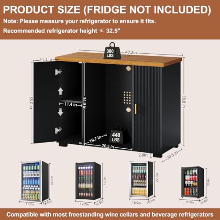 47 Fluted Coffee Bar Cabinet w - Home Bar And Fridge ulasan dan harga