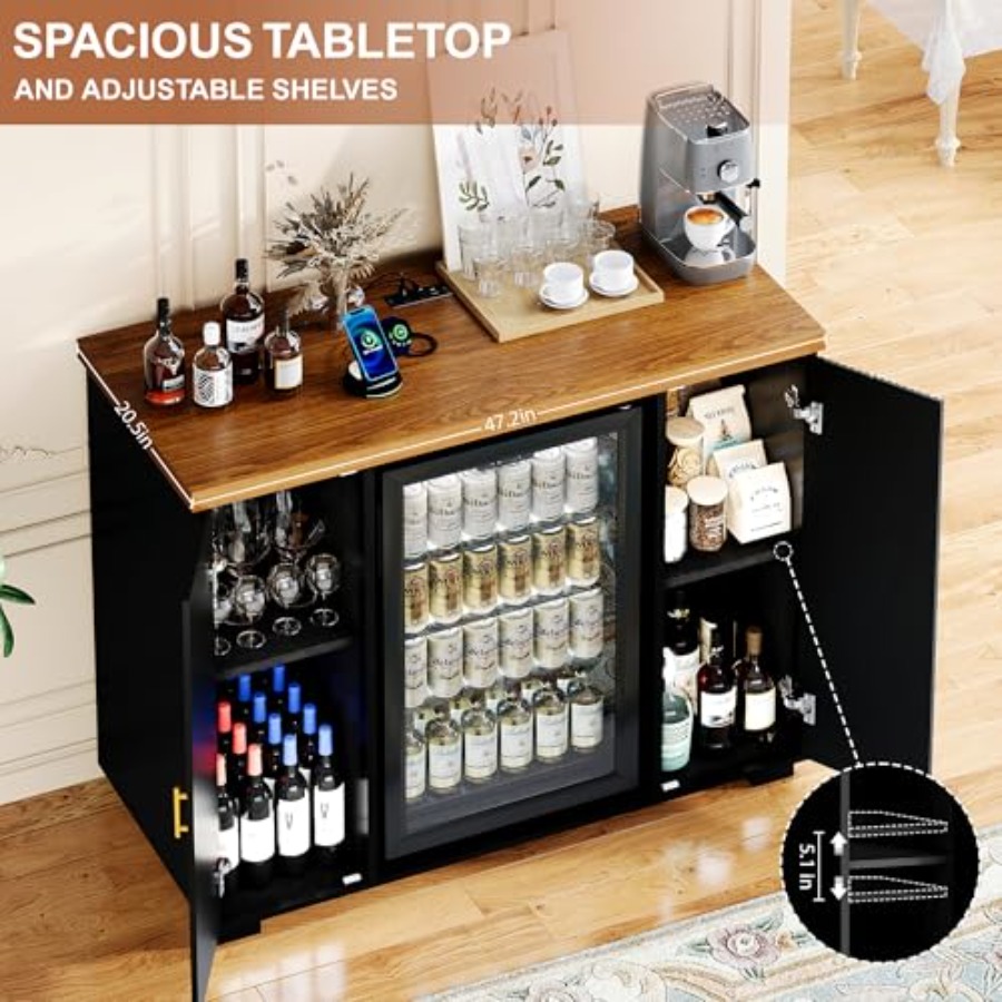47 Fluted Coffee Bar Cabinet w - Home Bar And Fridge ulasan dan harga