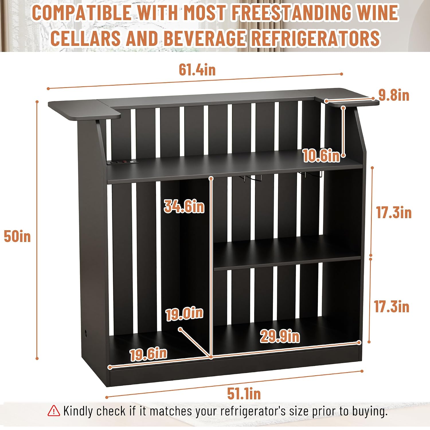 U-Shape Bar Table Fridge Space - Home Bar And Fridge ulasan dan harga