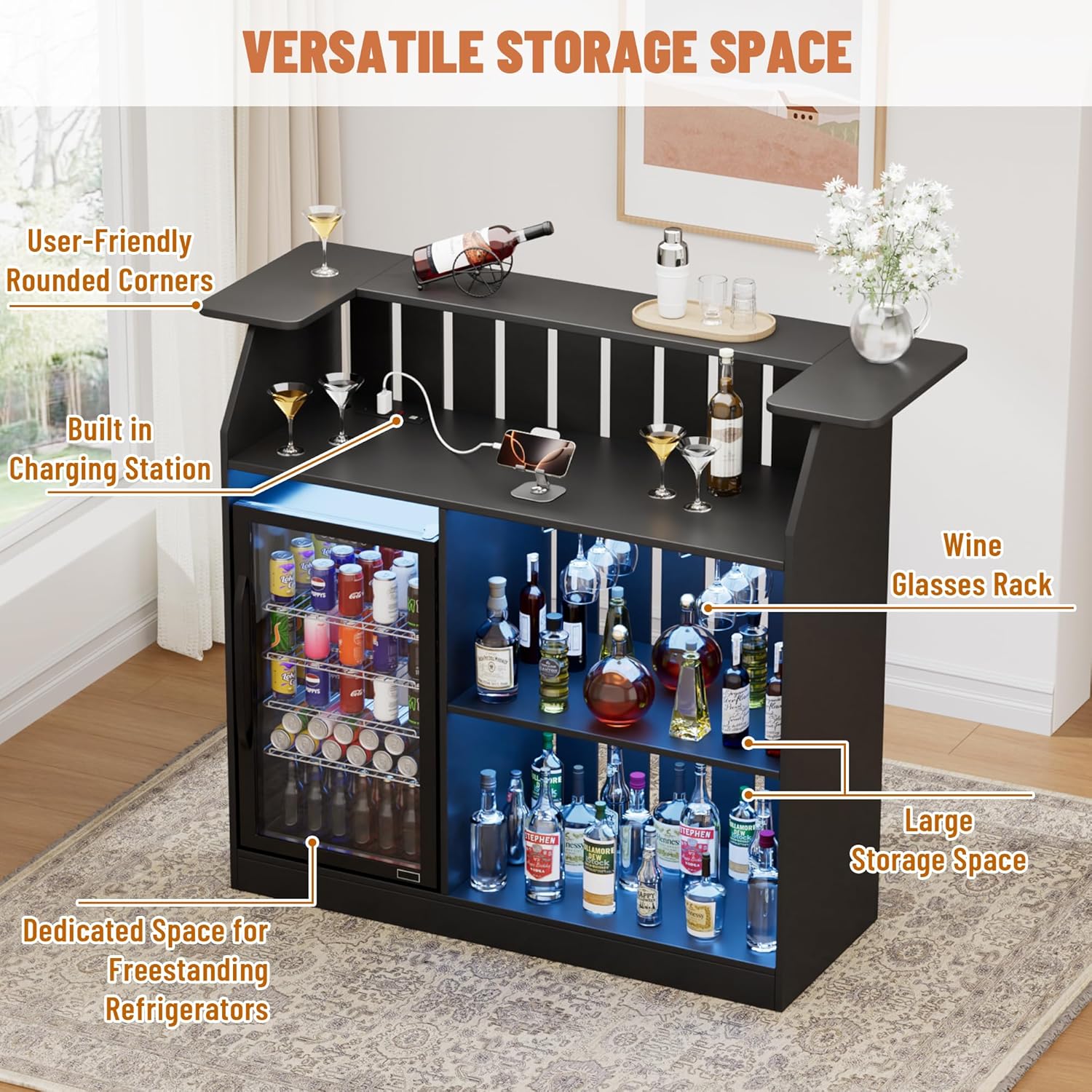 U-Shape Bar Table Fridge Space - Home Bar And Fridge ulasan dan harga