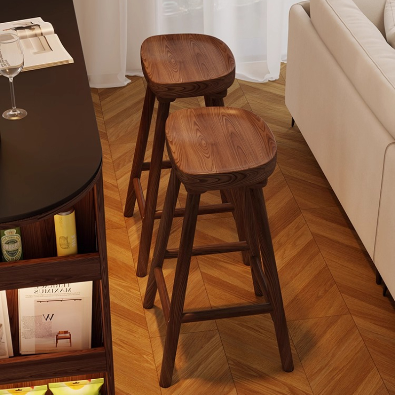 Solid Wood Curved Bar Stool Hi - Home Bar Seating ulasan dan harga