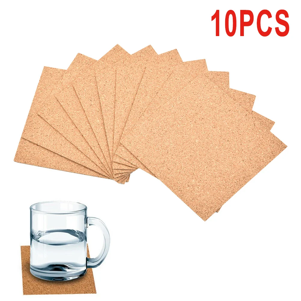 10Pcs Cork Coasters Square Cor - Home Bar Supplies ulasan dan harga