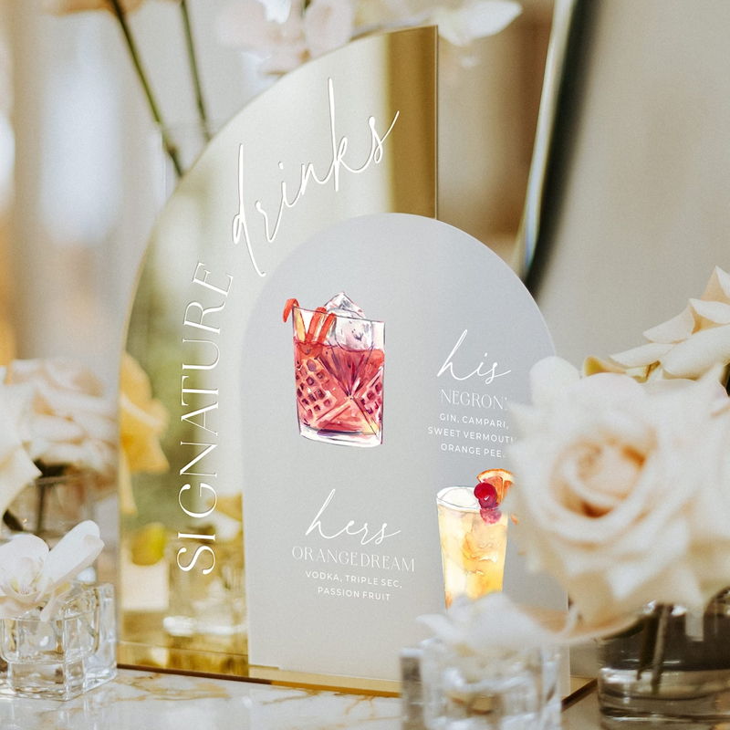 Gold Mirror Wedding Bar Menu S - Cocktail Recipe Book ulasan dan harga